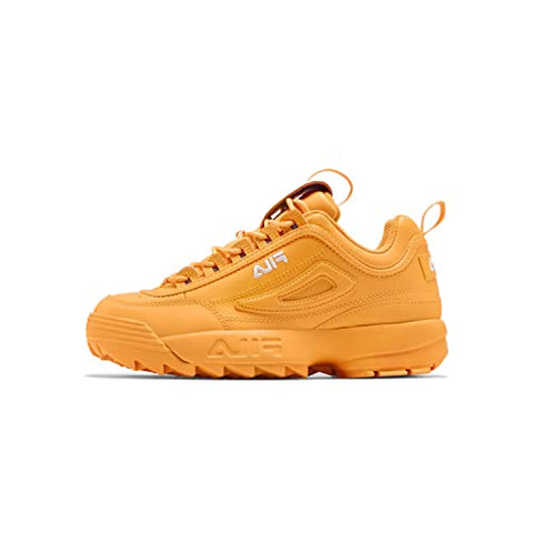 Fila Women's Disruptor II Premium Comfortable Sneakers, Marigold/White/Marigold, 10