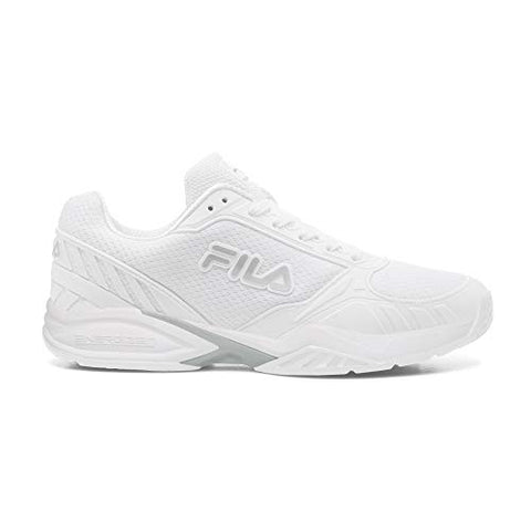 FILA Womens Double Bounce White/Pink Glo/Metallic Silver Pickleball Shoes (5PM00001-156)