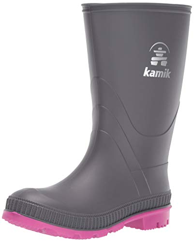 Kamik Kids Youth Stomp Rain Boot, Charcoal/Magenta, 5 US Unisex Toddler