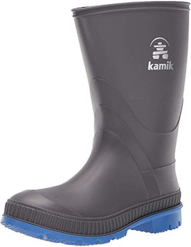 Kamik Baby Stomp Rain Boot, Charcoal/Blue, 8 M US Toddler