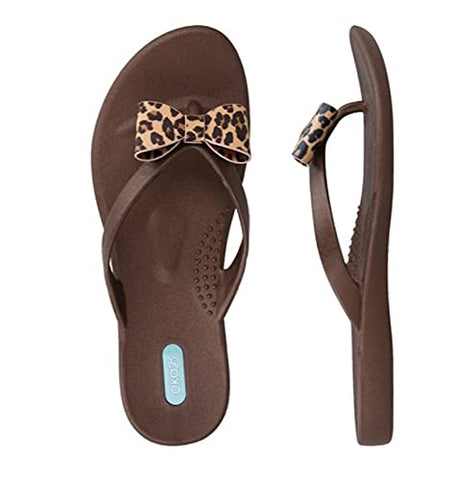 OKA-B Cassina Copper Leopard Bow Flip Flop Sandal (8)