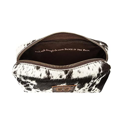 STS Ranchwear Women's Western Leather Cowhide Bebe Cosmetic Bag, White, One Size