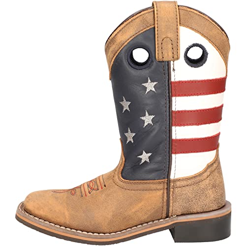 Smoky Mountain Boots | Stars & Stripes Series | Youth Western Boot | Square Toe | Genuine Leather | Rubber Sole & Block Heel | Leather Upper & Tricot Lining