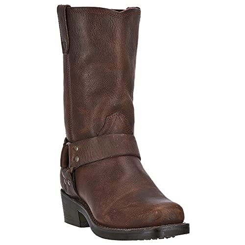 Dingo Womens Molly Square Toe Motorcycle Boots Mid Calf Low Heel 1-2" - Brown