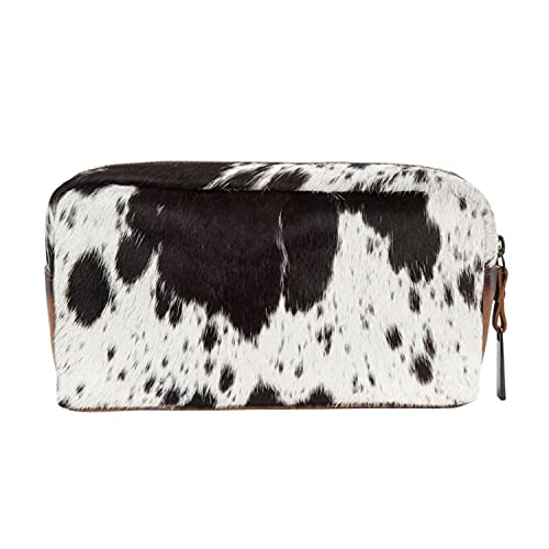 STS Ranchwear Women's Western Leather Cowhide Bebe Cosmetic Bag, White, One Size