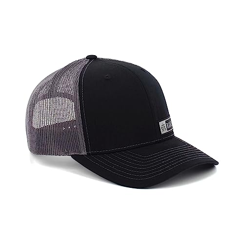 STS Ranchwear Men's Bar Patch Hat: Classic Trucker Style, Cotton-Poly Blend & Adjustable Snapback Black/Charcoal