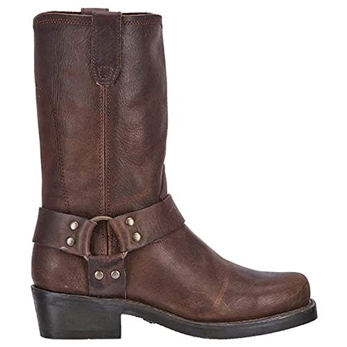 Dingo Womens Molly Square Toe Motorcycle Boots Mid Calf Low Heel 1-2" - Brown