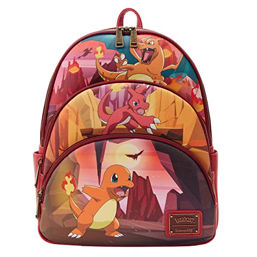 Loungefly Pokemon Charmander Evolutions Triple Pocket Backpack