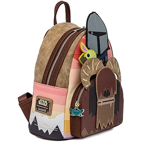 Loungefly Star Wars The Mandalorian Bantha Ride Mando and Baby Yoda Womens Double Strap Shoulder Bag Purse